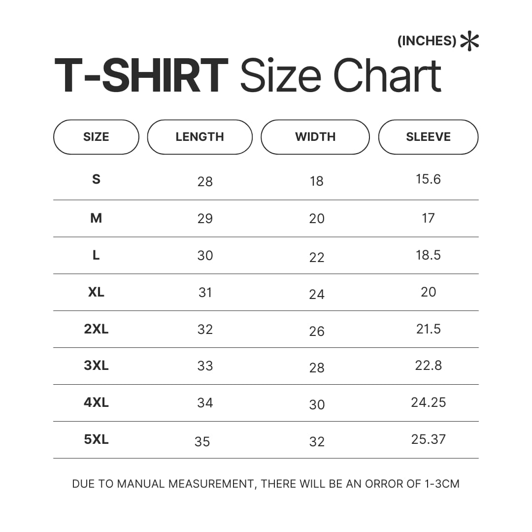 T shirt Size Chart - Haunted Hotel Store