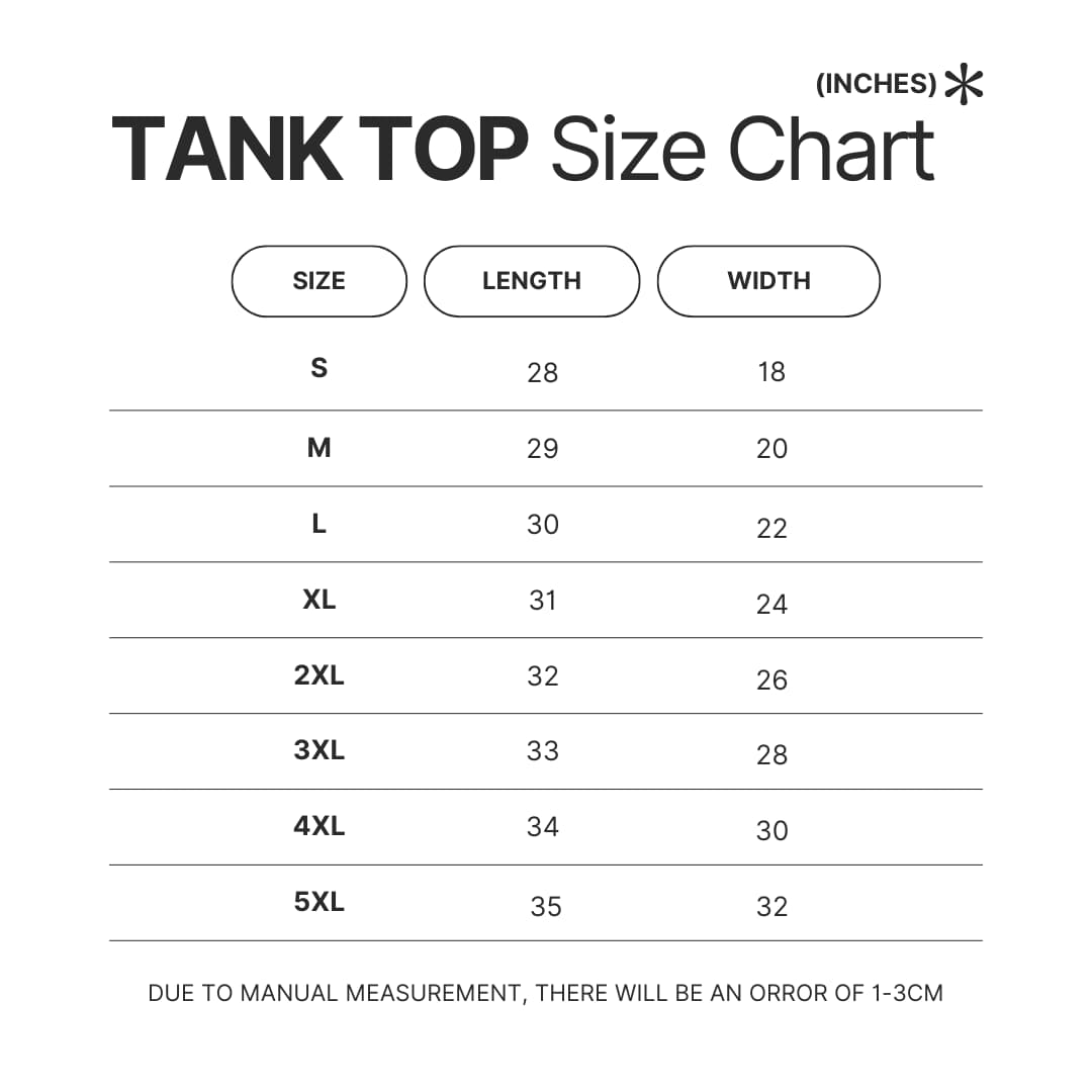 Tank Top Size Chart - Haunted Hotel Store