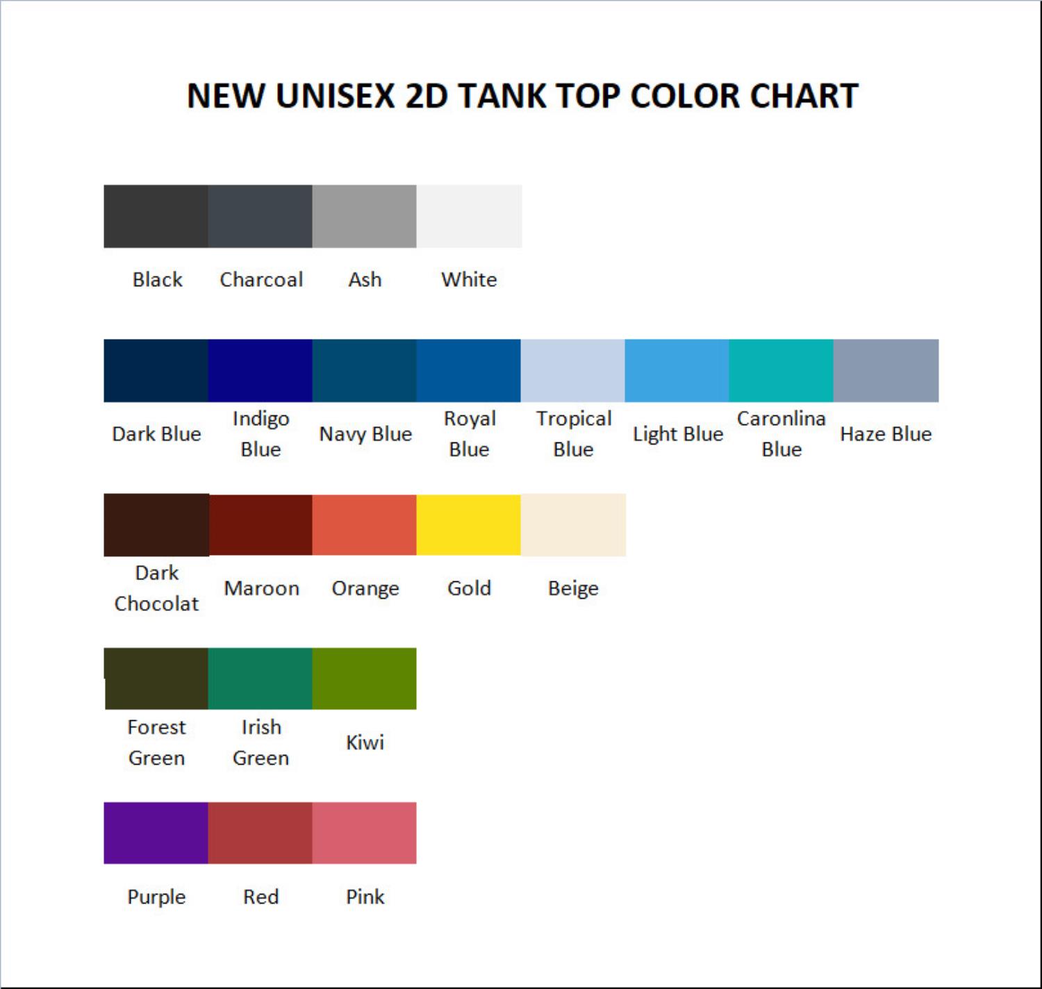 tank top color chart - Haunted Hotel Store