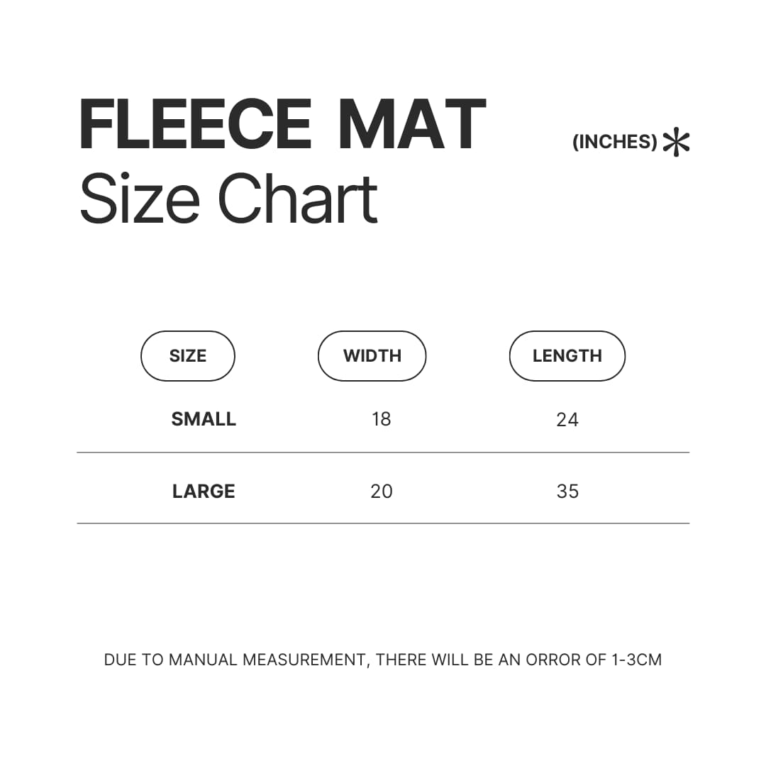 Fleece Mat Size Chart - Haunted Hotel Store
