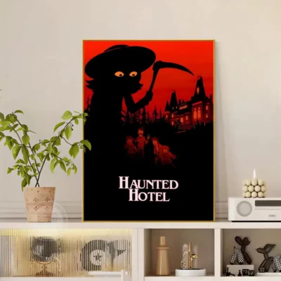 Haunted Hotel Crimson Moon Wall Art